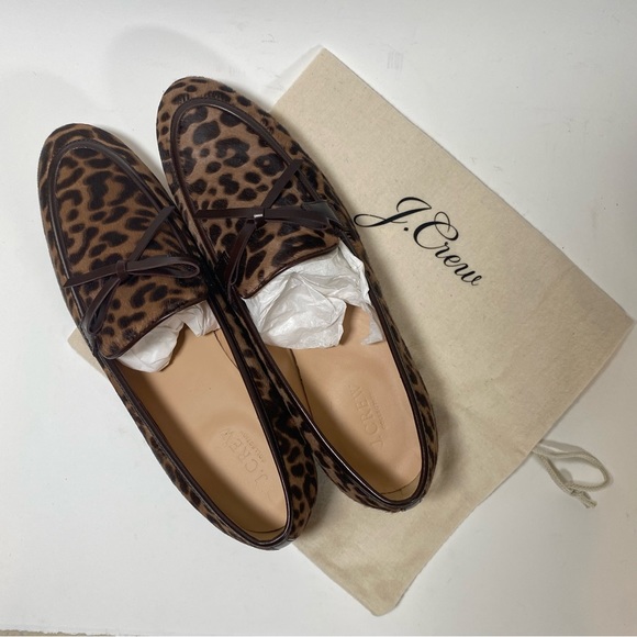 J. Crew Shoes - NWT | J Crew | Calf Hair Leopard Print loafer w/bow tie Size 9